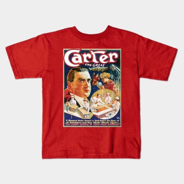 Vintage Magic Poster Art, Carter the Great Kids T-Shirt by MasterpieceCafe